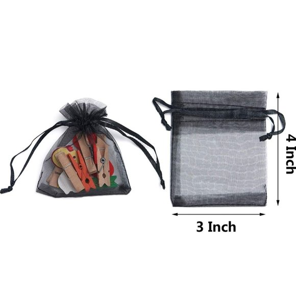 ⭐️5 for 20⭐️ 10 Black Organza Drawstring Bags 3" x 4" - Picture 3 of 8